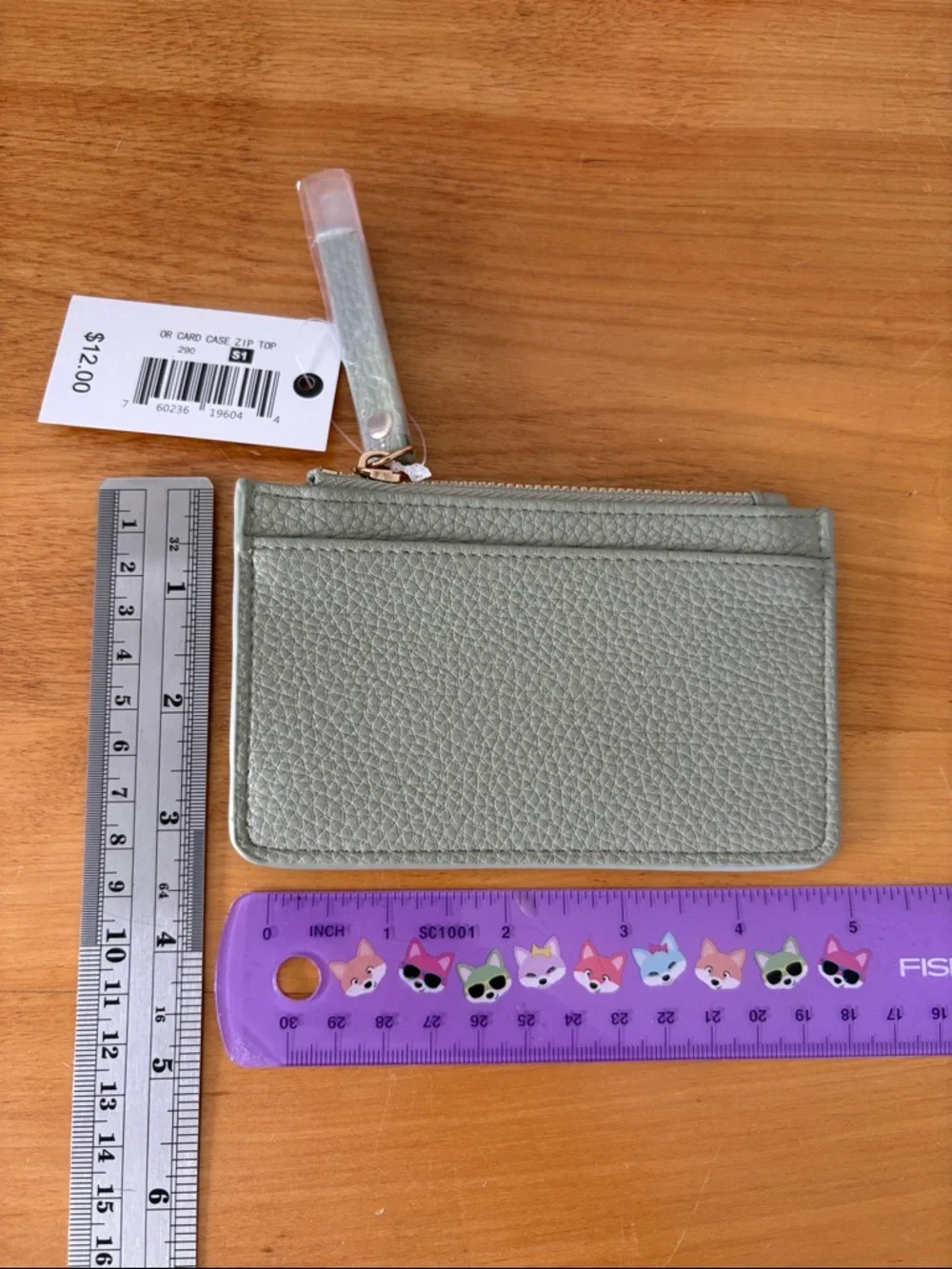 Ophelia Roe Sage Green faux leather Card Wallet coin purse ID wallet Compact